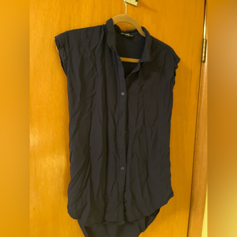 Womens navy blue blouse button down